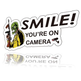 Smile You're on Camera Stickers for Business | Self-Adhesive Vinyl Decal, Laminated for Ultimate UV Protection, Fade Resistance, Security Camera Sign for Home, Business, CCTV (4pcs)