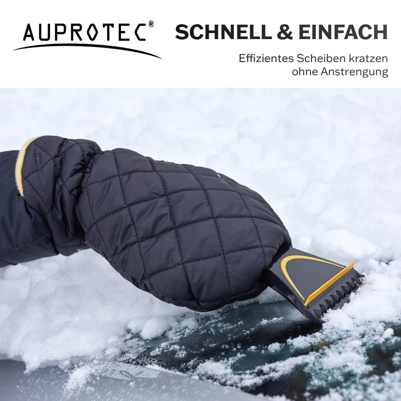 AUPROTEC Ice Scraper Lined with Glove, Warming Snow Scraper Car