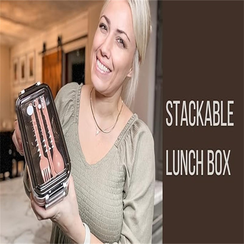 Silanit Bento lunch box, japanese-style high-capacity double stack, microwave oven