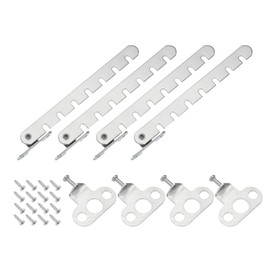 sourcing map Window Restrictor Latch Window Safety Lock Stopper, Limit Stay Adjustable Casement Window Limiter with 7 Slots for Inward Opening Window, Silver Tone (4 Set, 43mm)