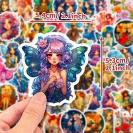 Huaxintoys Princess Sticker Set, Butterfly Flower Fairy Vinyl Sticker for DIY Laptop Luggage Fridge Skateboard Princess Flower Fairy Bicycle Phone Decor Graffiti Sticker