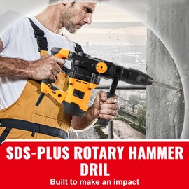 Happybuy 1-9/16 Inch SDS-Max Rotary Hammer Drill, 13 Amp Corded Heavy-Duty Chipping Hammer with Vibration Control, Safety Clutch, and Variable Speed Power Tool for Concrete