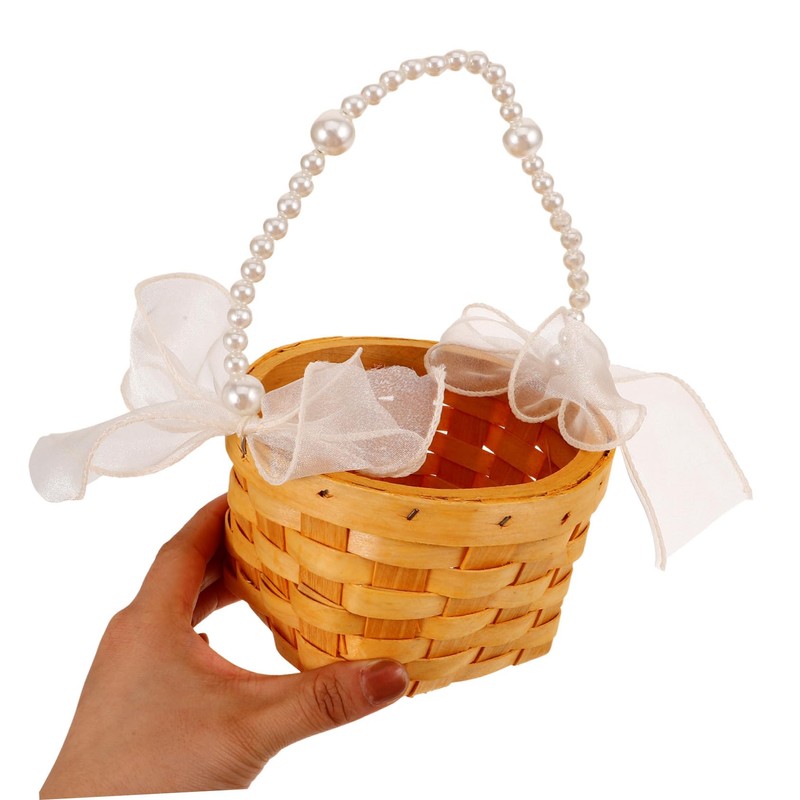 Levemolo Handwoven Flower Basket with Handle Small Woven Gift Basket