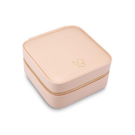 GLANZSTÜCKE MÜNCHEN Jewellery Travel Bag Faux Leather Pink / Orange 115 x 115 x 58 mm Velvet Cream Jewellery Box