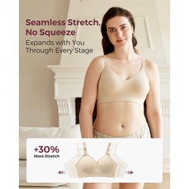 Momcozy Nursing Bras for Breastfeeding, Soft U.S. Cotton Seamless Maternity Bra, Fixed Padding, Wireless Pregnancy