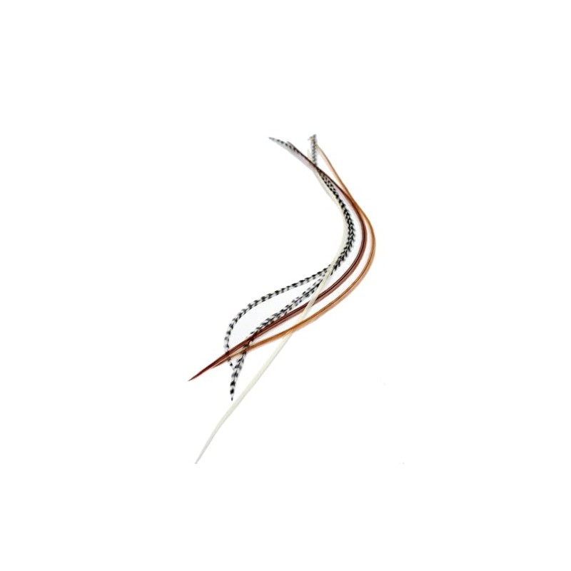 5 Real Feather Hair Extensions with Rings/Loops (Mixed Naturals)
