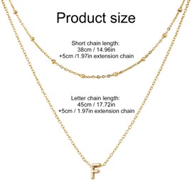Mikovivi 1pcs Initial Letter Necklace & 1pcs Short Chain, Fashion Gold-Plated Alphabet Necklace Layered Initial Necklaces Tiny Pendant Choker Necklace for Women Jewelry (F)