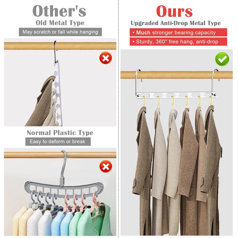 NAKBINX 8 Pack Hangers Space Saving, Collapsible Metal Hangers Closet