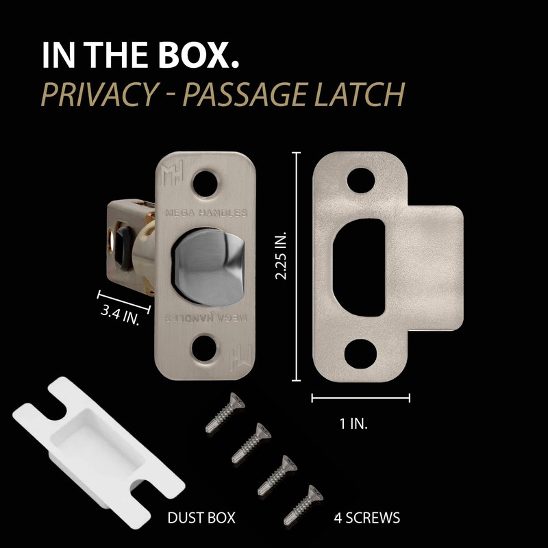 Mega Handles 2-Way Adjustable Privacy Round Door Latch, Universal for