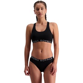 Mons Royale W Sierra Sports Bra Black - Merino Sporty Supportive Women's Merino Sports Bra, Size, black