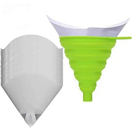 100PCS of Paper Paint Strainers with 100 μm Filter Tips and 1 PCS Stretch Silicone Funnel, Filter Tip Cone Shaped Nylon Mesh Funnel W/Hooks&paint resin filter