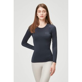 DEVOPS Women's 2 Pack Thermal Long Sleeve Shirts Compression Baselayer Tops (Large, Black/Navy)