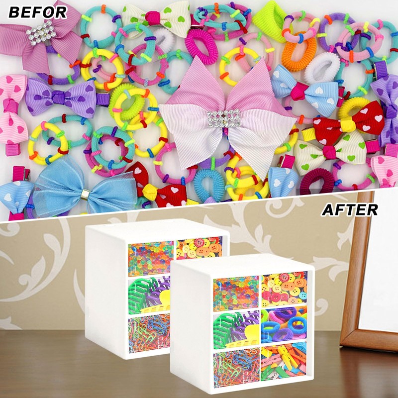 Desk Organiser with 6 Drawers, 2Pcs Desk Tidy Drawers Organiser,