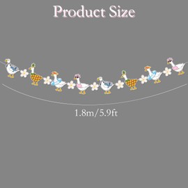 Goose Floral Garland Banner, Summer Goose Theme Banner Cute Pattern Cardboard Floral Fun Farm Animal for Baby Shower Birthday Party Decoration Supplies