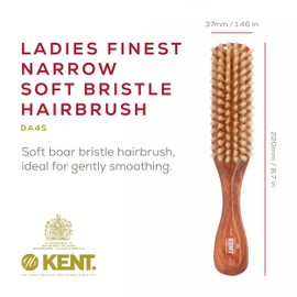 Kent DA4S Finest Women's Danta Wood, Soft White Bristle, Narrow Grooming Hair Brush - Fine or Thinning Hair, Promotes Shine/Stimulates Scalp