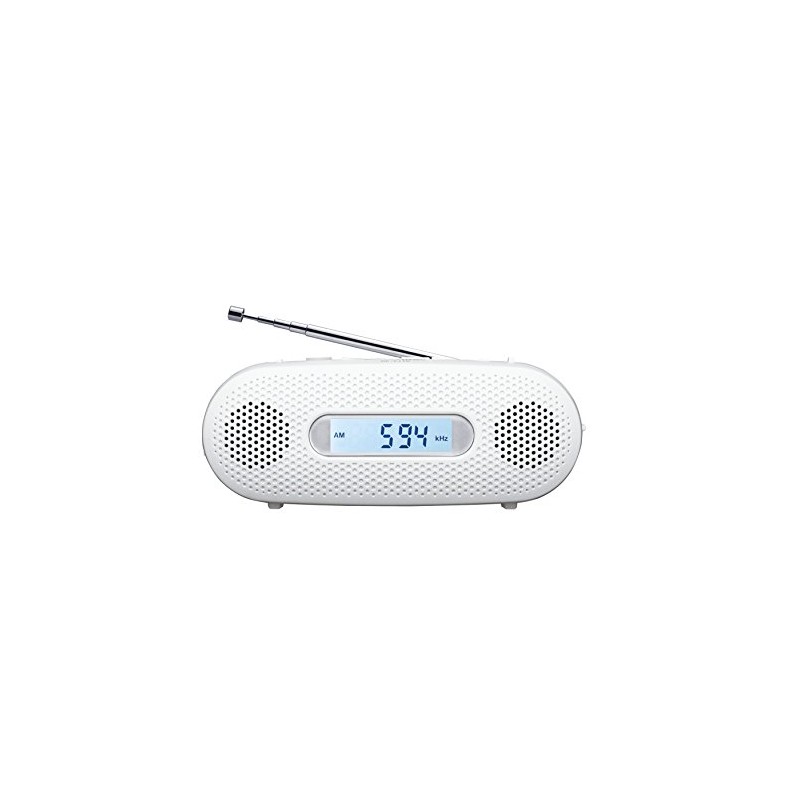 Panasonic RF-TJ10-W FM/AM 2-Band Receiver Hand Crank Charging Radio, White