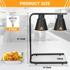 YUANHAO Black Free Standing Heat Lamp with 2 Bulbs - 120V, 500W (Black)