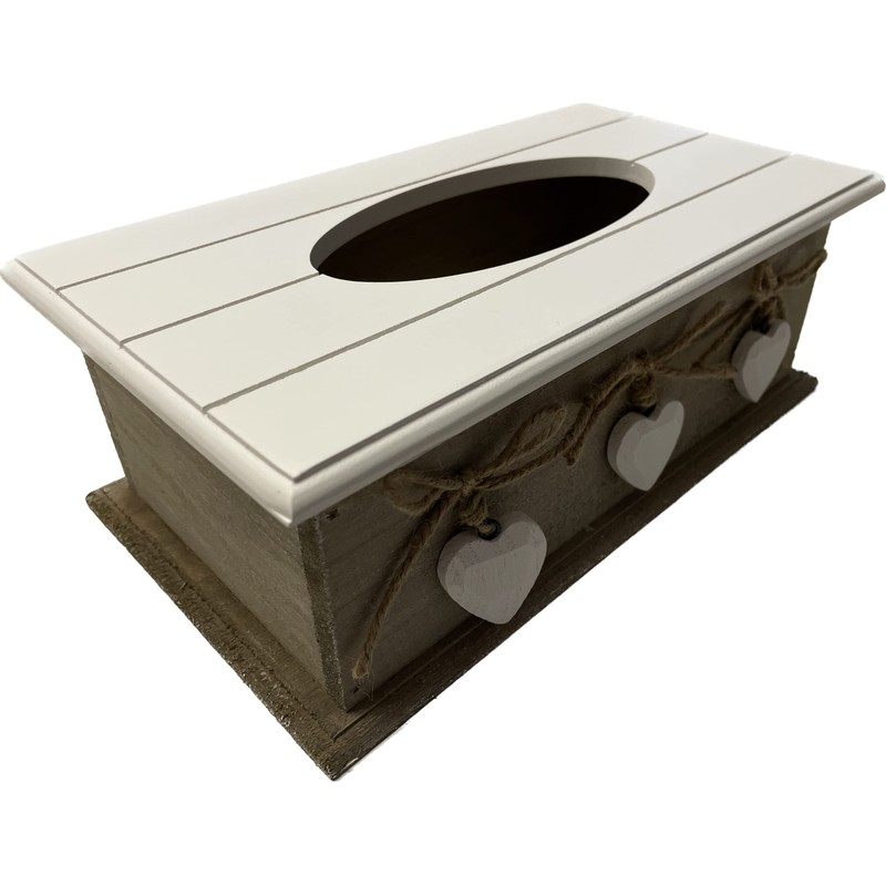 khevga Tissue-Box wooden Country House Style Brown