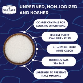 Natural Sea Salt Coarse Grain, Gluten-Free Bulk Sea Salt for Commercial Use, Coarse Salt with No Artificial Additives, 40 Pounds - Sea Salt Superstore
