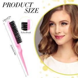 Patelai 3 Pieces Hair Styling Comb Set, Includes Hair Brush Teasing Fluffy Hair Brush, Rat Tail Comb Teasing Comb and Triple Teasing Comb for Women Back Combing Hair(Pink)