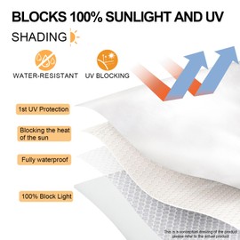 Blackout Fabric No Drilling Set, Silver White, 1 m x 1.45 m, Window Blackout Skylight with Velcro and Cable Ties, Scissors, Tape Measure, 100% Opaque, Sun Protection, Window, Blackout Roller Blind