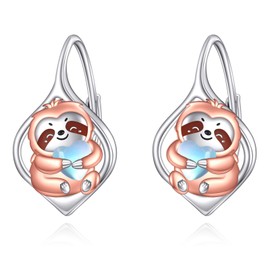 ZPMMPZ Sloth Earrings 925 Sterling Silver Animal Earrings Leverback Jewelry Gifts for Women
