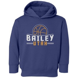 SAILEAD Bailey Utah Basketball Logo Design - Bball Fans Toddler Hooded Sweatshirt (Navy, 4T)