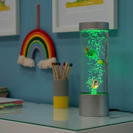 ValueLights 32cm Kids Bedroom Colour Changing Sensory Mood Lighting LED Novelty Bubble Tower Fish Lamp Bedside Light