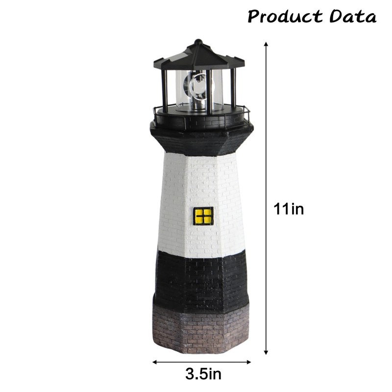 Yenergy Solar Powered Lighthouse Garden Light with Rotating Beacon –