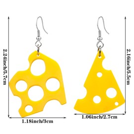 CWVHQ Cheese Dangle Earrings Sweet Cheese Yellow Asymmetrical Hollow Biscuit Cheesecake Lightweight Dangle Drop Statement Earrings for Women (cheese)