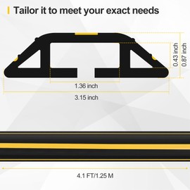 Floor Cord Cover 4.1Ft 2Pcs Heavy Duty PVC Floor Cable Protector Electric Cord Hider Cable Management Floor Strip Extension Cord Covers Cable Raceway for Wires on Floor Inner Channel 1.36" W x 0.43" H