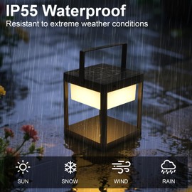 SkyGlow Solar Outdoor Table Lamp, Aluminum IP55 Waterproof LED Lantern Cordless Lights Decorative for Outside Patio Walking Reading Camping