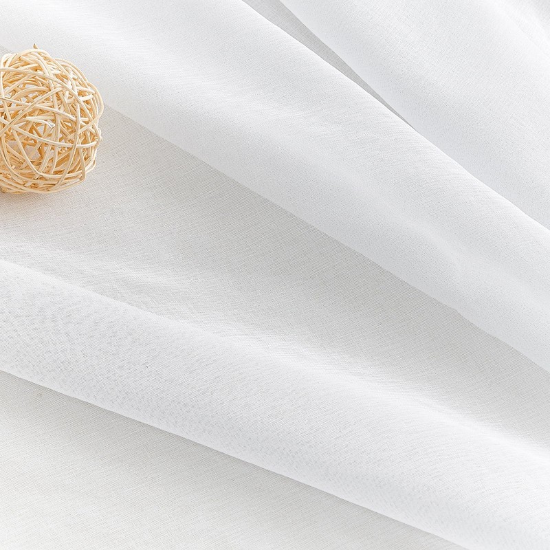 Topfinel Voile Sheer Curtains Linen Structure with Eyelets Translucent Plain