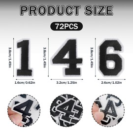 FR 72 Pcs Iron on Letters and Numbers Patches, Varsity Alphabet Embroidered Patch A-Z, Numbers 0-9 Applique for Clothes, Dress, Hat, Jeans, DIY Accessories (Black)