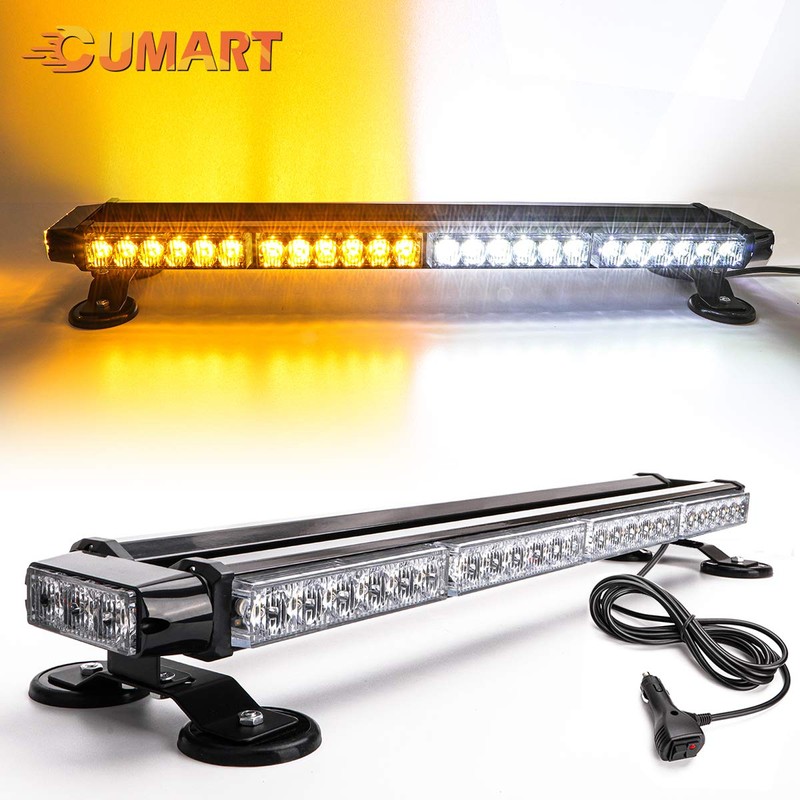CUMART 26.5" Amber white 54 LED Automotive Rooftop Beacon Emergency