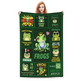 Cute Frog Blanket Throw Frog Gifts for Boys Girls Flannel Funny Warm Soft Frogs Blankets Lightweight Throws for Sofa Bedding for Men Women Adults Kids 50x60 in