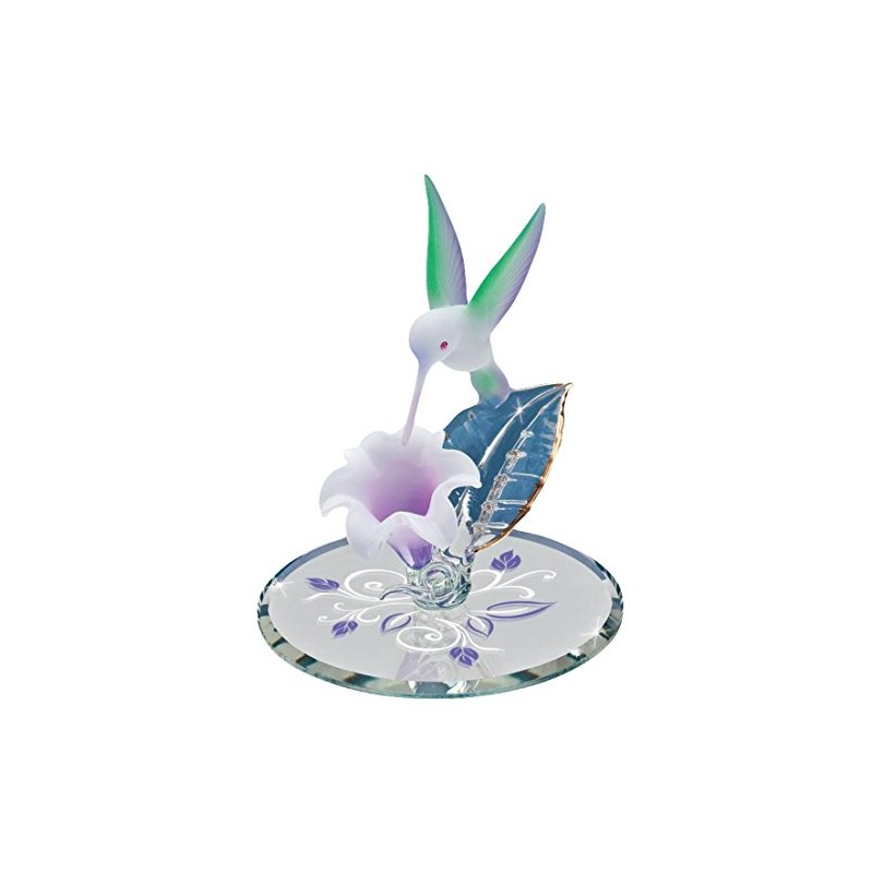 Glass Baron ~ Hummingbird with White and Lavender Flower