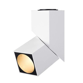 LED Indoor Ceiling Spotlight 360°Adjustable Wall Light - Art DIY Spotlights -12W Warm White Light 3000K Ceiling Downlight -Surface Mounted COB Lighting Swivel lamp - Cuboid(White-Warm Light)