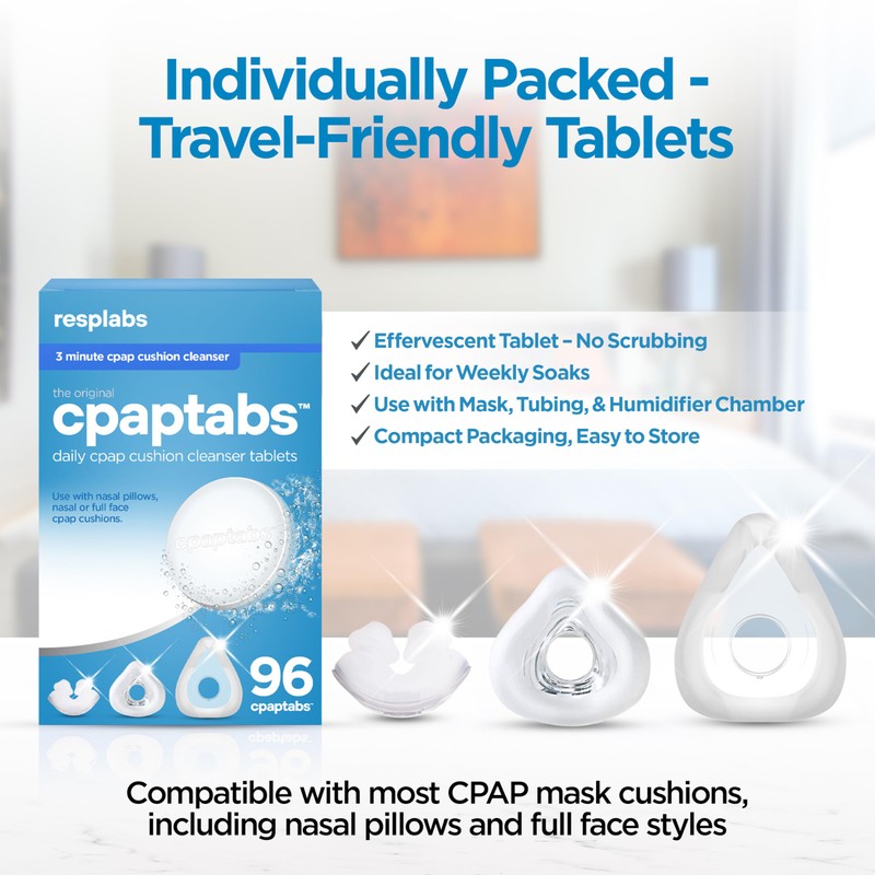 resplabs CPAP Cleaning Tablets, 96 Pack - Effervescent Cleaner for