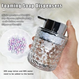 Glass Hand Foaming Soap Dispensers with Silver Pump Refillable Hand Soap Dispenser for Bathroom Kitchen (1Pack-D885)