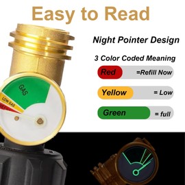 REROON Propane Tank Gauge Level Indicator for 5-40lb LP Tanks, Leak Detector Gas Pressure Meter Universal for RV, Camper, Heater, Cylinder, BBQ Gas Accessories, Grill Regulator Quick Connect