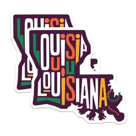 (2 Pack) Louisiana State Magnets - Colorful Louisiana Art - Ative State Magnets for Fridge - 5" On Longest Side - for Cars, Fridges, Toolboxes - Made in USA - MAG3903