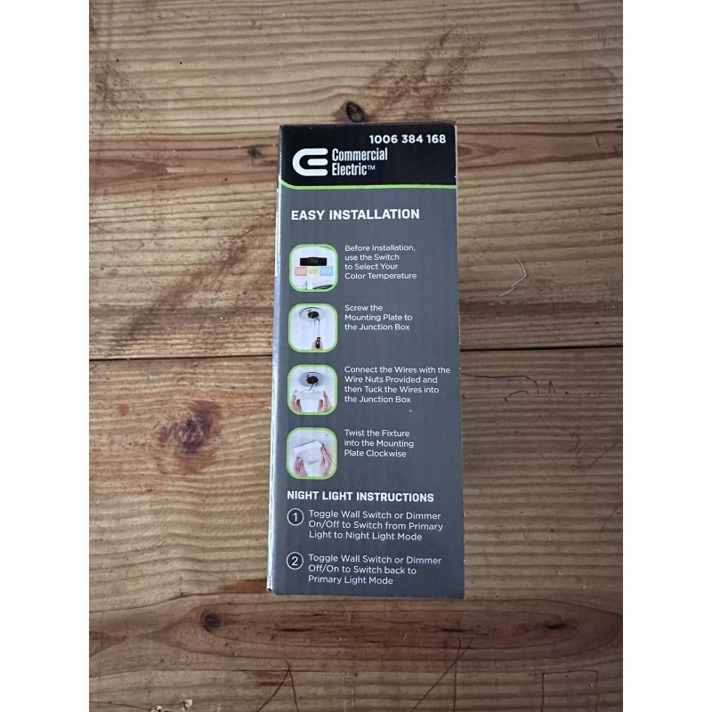 Commercial Electric CE 5in White Square Adjustable LED W/nightlight Flush