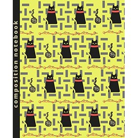 Composition Notebook | College Ruled | 110 Sheets for Back to School, Office or Home: Black Cat Design (Yellow) | Home School Supplies for Students K-12 and College