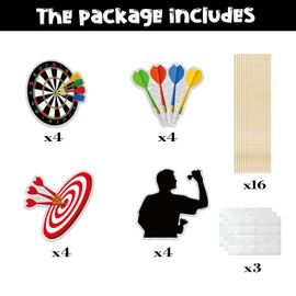 Set of 16,Darts Theme Centerpiece Sticks,Target Dart War Theme Party Centerpiece Table Toppers,Gun Shooting Crosshairs Party Decoration Supplies,Children, Boys and Girls Birthday Decoration.