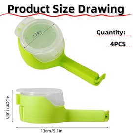 4PCS Snack Clips, Reusable Snack Clips, Food Storage Airtight Bags, Food Moisture-Proof Bag Clips (Red, White, Green, Blue)