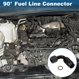 A ABSOPRO Male Flare Reducer Hose Fitting Adapter TF-1001-AN10 90° Fuel Line Connector Aluminum with O-ring Black