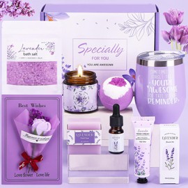 Regalos de Cumpleaños para Mujeres, Set de baño de lavanda, Set de Baño y spa Corporal, Paquete de cuidado personal para mujeresRegalo Cumpleaños...  