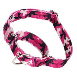 Martingale Collar For Dogs, No-Slip Escape Proof Choke No Pull Cinch Soft Nylon Dog Training Collars Adjustable For Small Medium Large Breed Pet Dogs, Pink Camo M