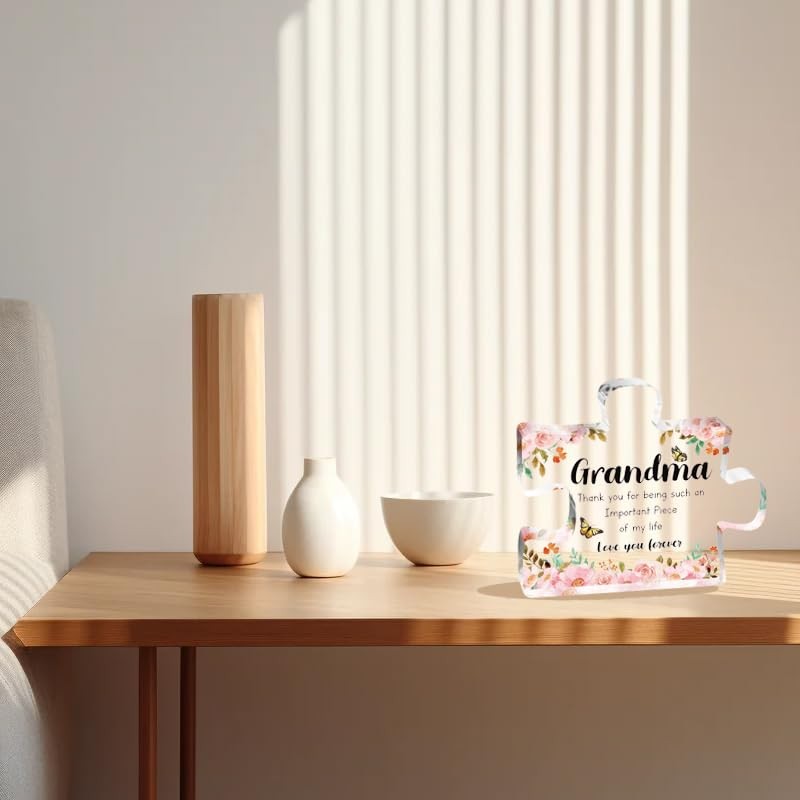 Birthday Gifts for Grandma Acrylic Puzzle Piece Plaque for Grandmother